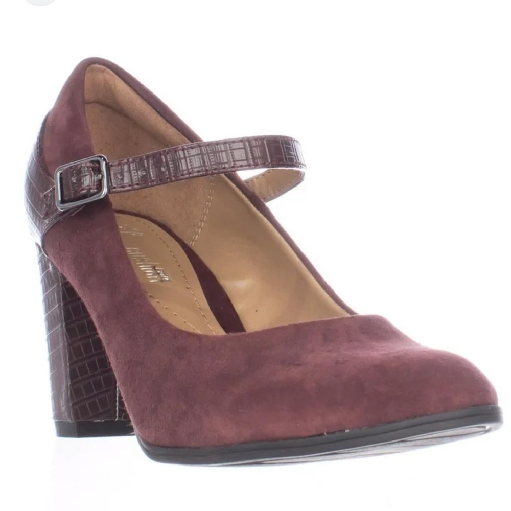 NEW $165 Clarks Babette Cathy Mary Jane pumps comfort burgundy women size 9.5